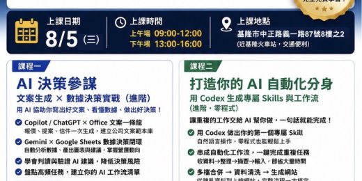 打造你的 AI 自動化分身：用 Codex 生成專屬 Skills 與工作流_課程圖